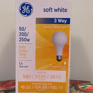 GE Soft White - 3 Way - A21 - 50/200/250 Watt - Light Bulb - not Led